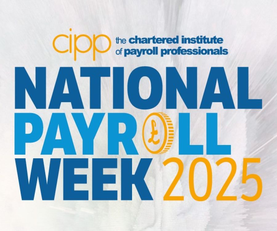 CIPP National Payroll Week 2025 promotional graphic with bold blue and yellow text on a colourful background.