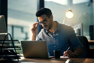 man working on laptop