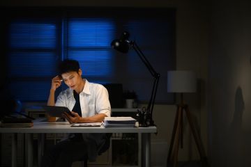 man working late at night